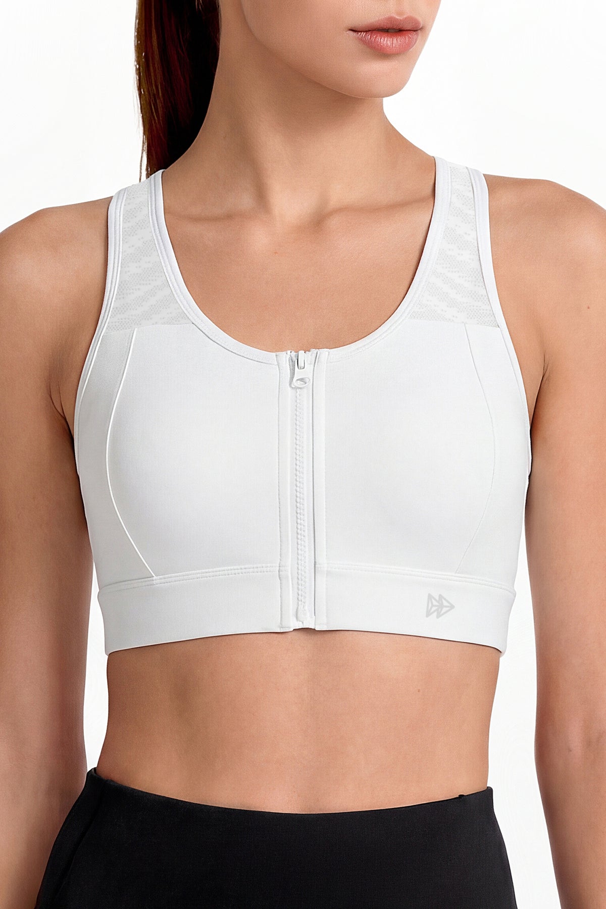 Power™ Breathable Zip Front Fixed Cups High Impact Bra | Women's High Support Sports Bra