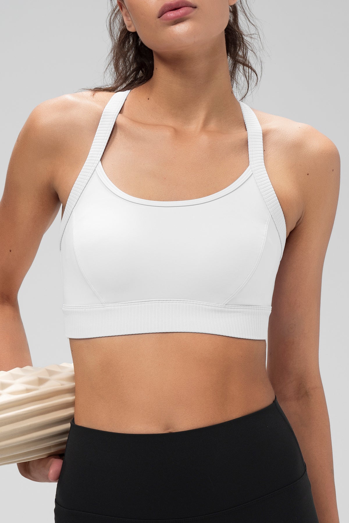 Shift™ Ribbed Sewn-in Pads Racerback Running Bra | Women's High Support Sports Bra