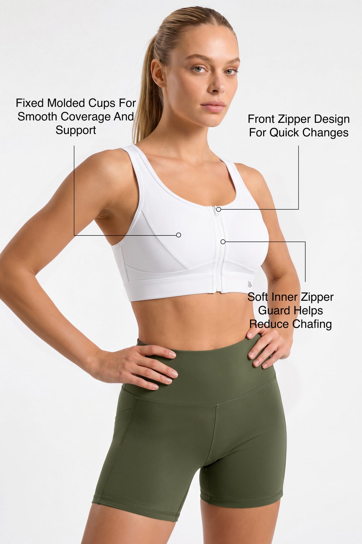 Power™ Zip Front Air Flow Back Full Coverage High Support Sports Bra | Women's High Support Sports Bra