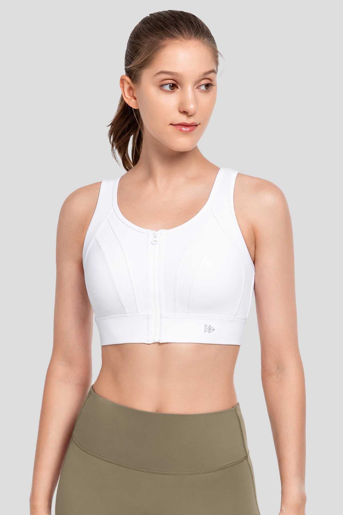 Echo™ Front Zip Perforated Breathable Padded Running Bra | Women's High Support Sports Bra
