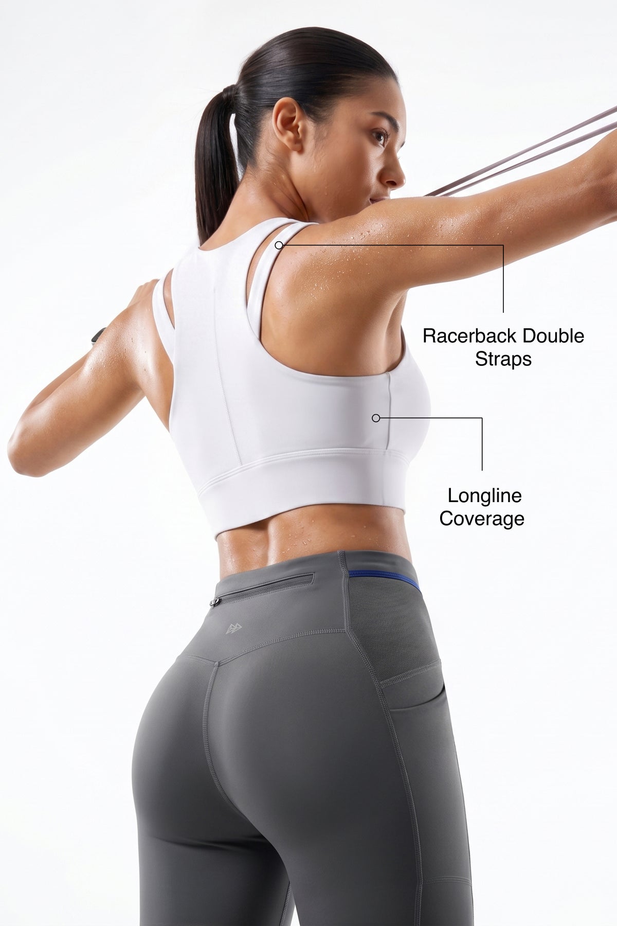 White Longline Coverage High Impact Bra With Front Zip | High-Impact Support Best For Running, HIIT & Training