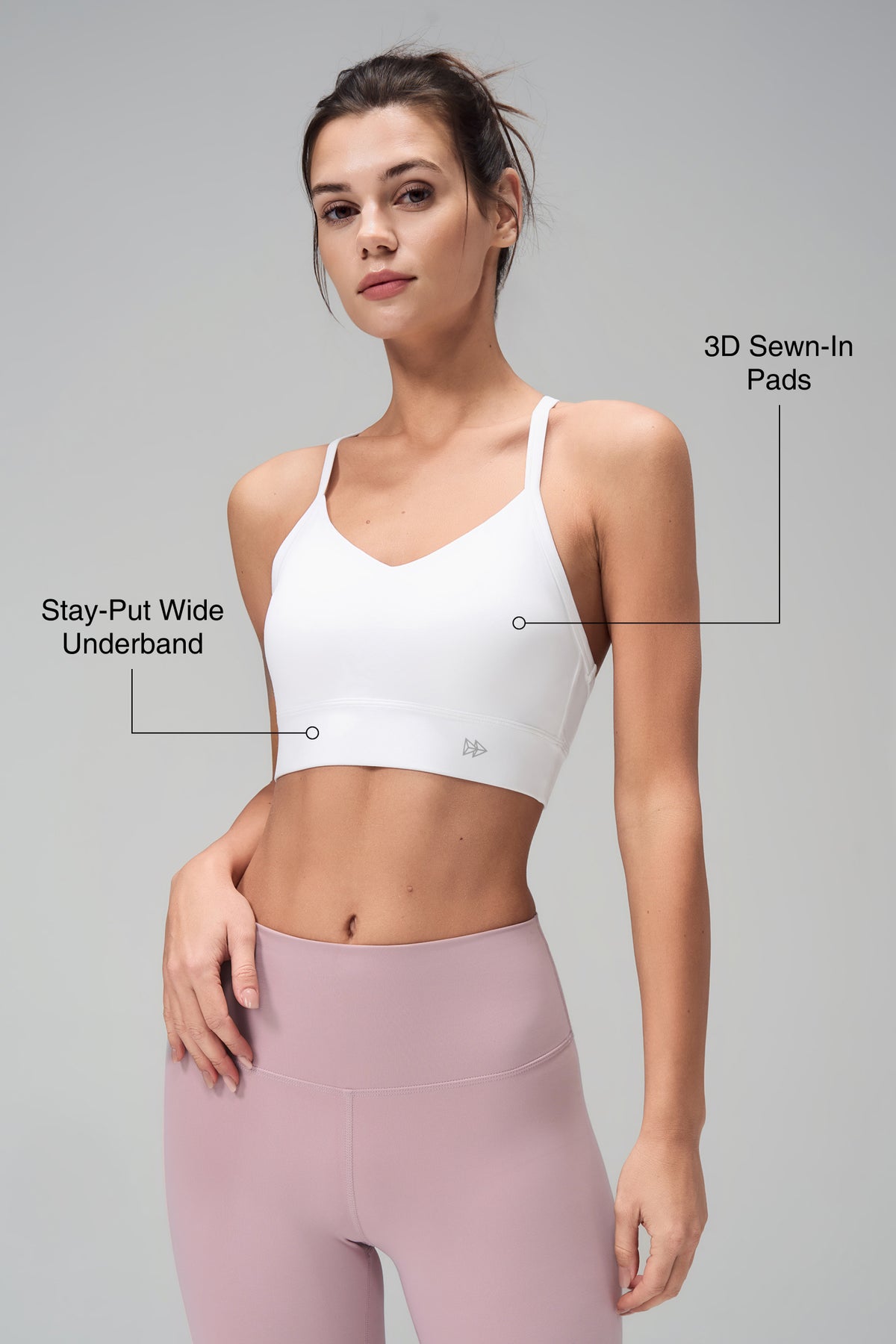 Sujetador de yoga con almohadillas cosidas y espalda en Y Anywhere | Sujetador deportivo de sujeción ligera para mujer