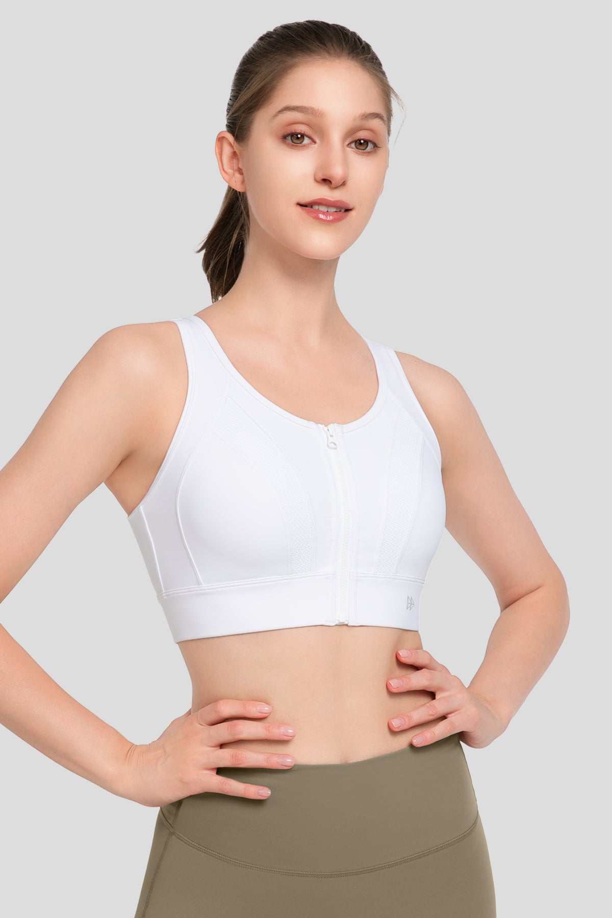 Echo™ Front Zip Perforated Breathable Padded Running Bra | Women's High Support Sports Bra