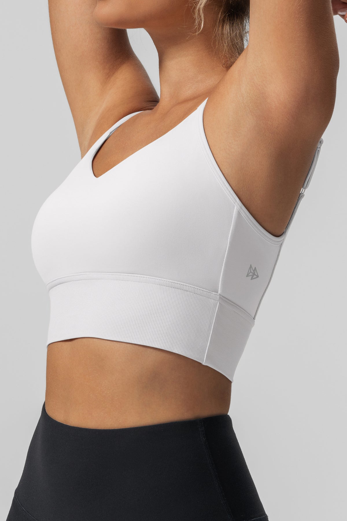 Echo Yoga-BH mit V-Ausschnitt, gerippt, gepolstert | Sport-BH mit leichter Unterstützung für Damen