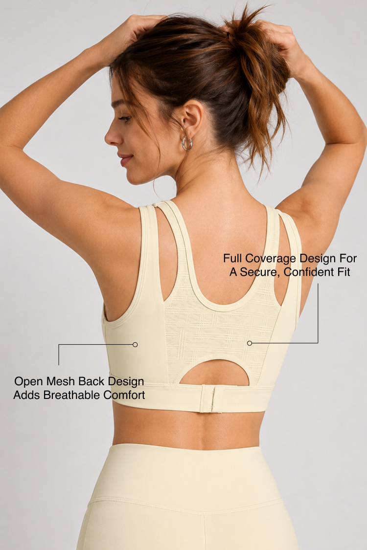 Shift™ Double-Strap With Less Pressure Full Coverage Mesh Back Sports Bra | Women's Light Support Sports Bra Best For Yoga, HIIT