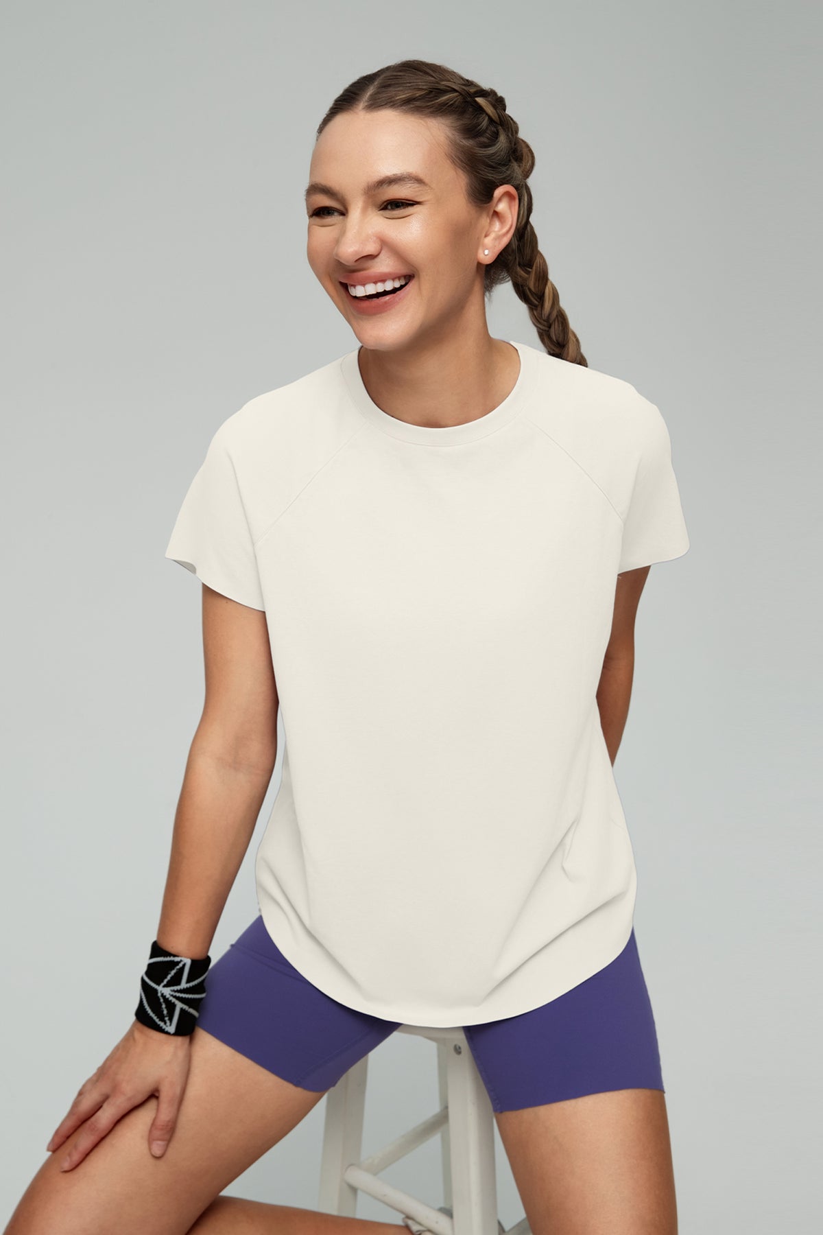 Camiseta cómoda de color liso con espalda de malla en cualquier lugar
