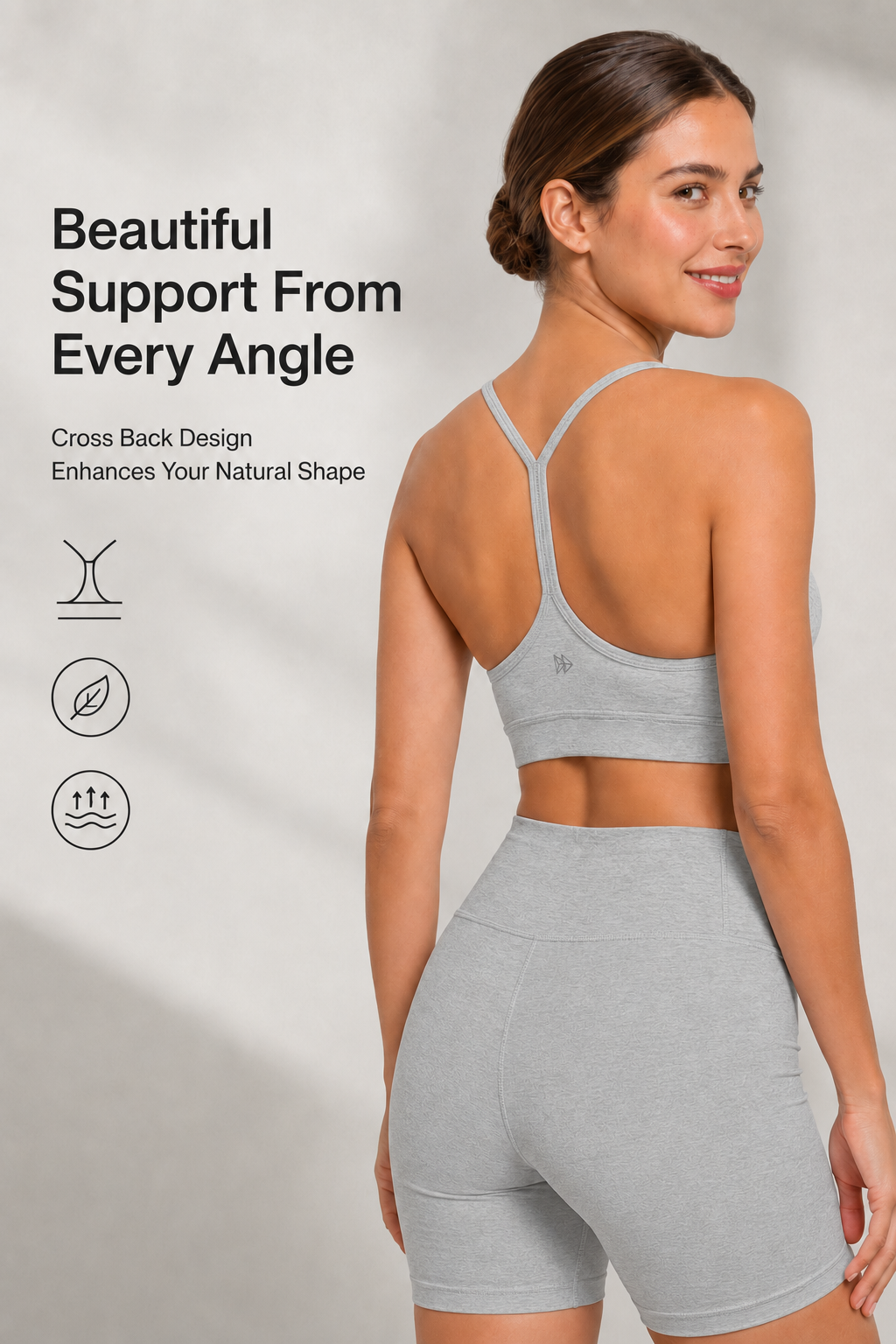 Anywhere Yoga-BH mit U-Ausschnitt und Riemchenpolster | Sport-BH mit leichter Unterstützung für Damen
