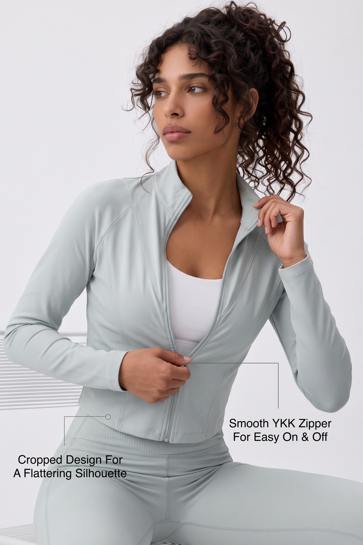 Anywhere™ Cropped Mock Neck Zip-Up Jacket | Women's Light Support Jackets