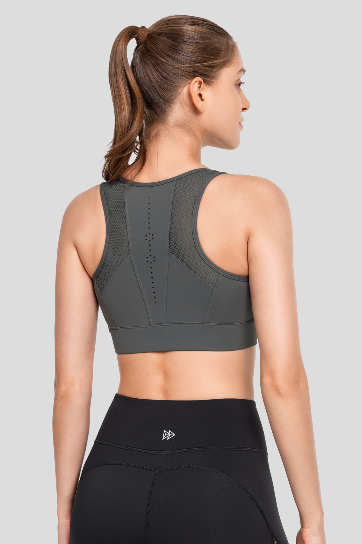 Sujetador deportivo Echo con cremallera frontal, transpirable, acolchado y perforado | Sujetador deportivo de alta sujeción para mujer
