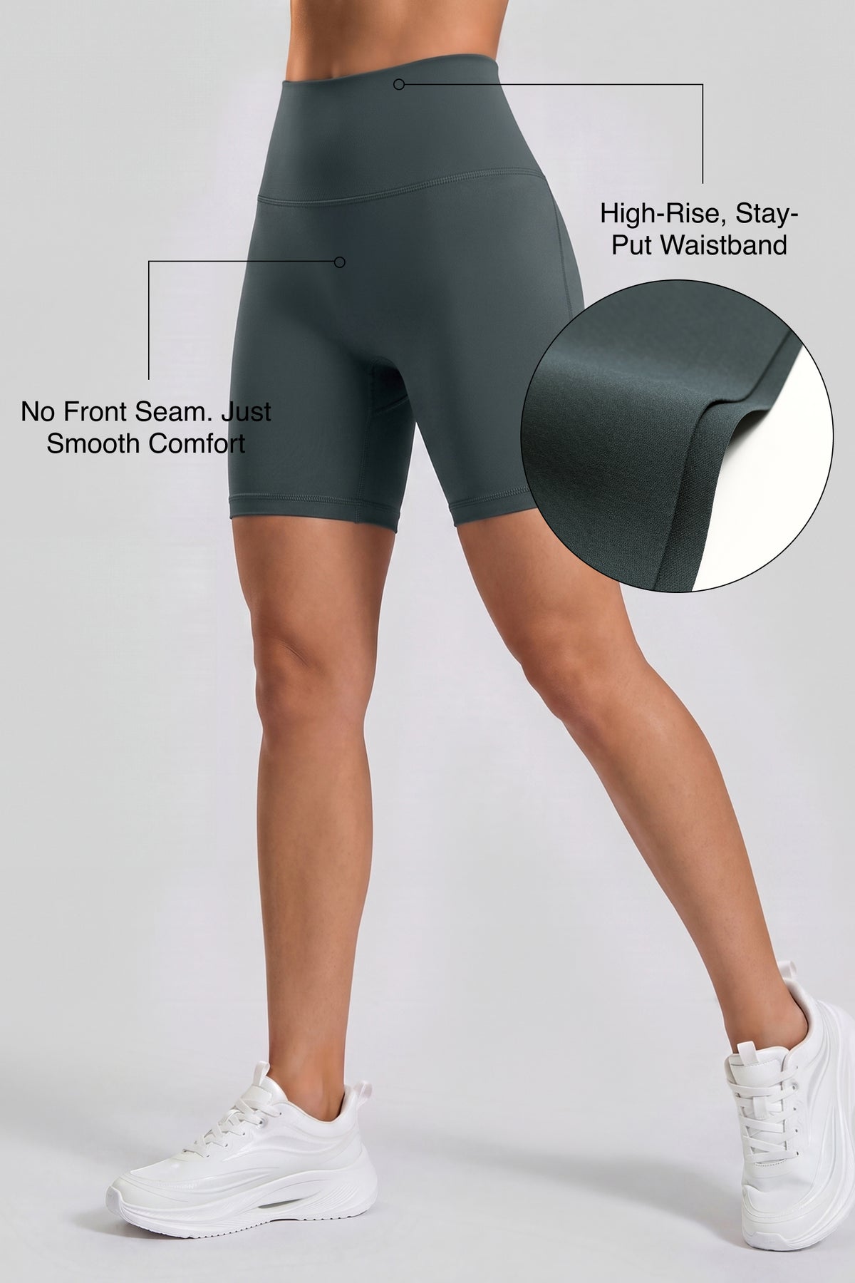 Shift™ High Rise Supportive No Front Seam Sports Shorts 6 Inches| Women's High Support Running Shorts