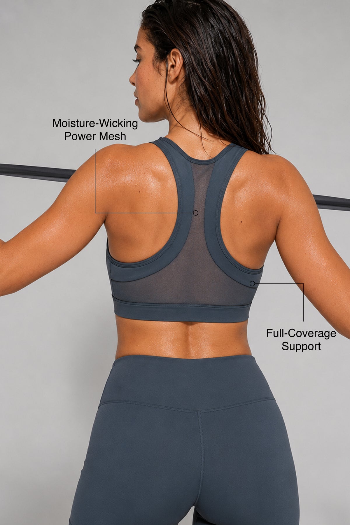 Enfold Zip Front Mesh Racerback Vadderad Löpar-BH | Sport-BH med Högt Stöd för Damer