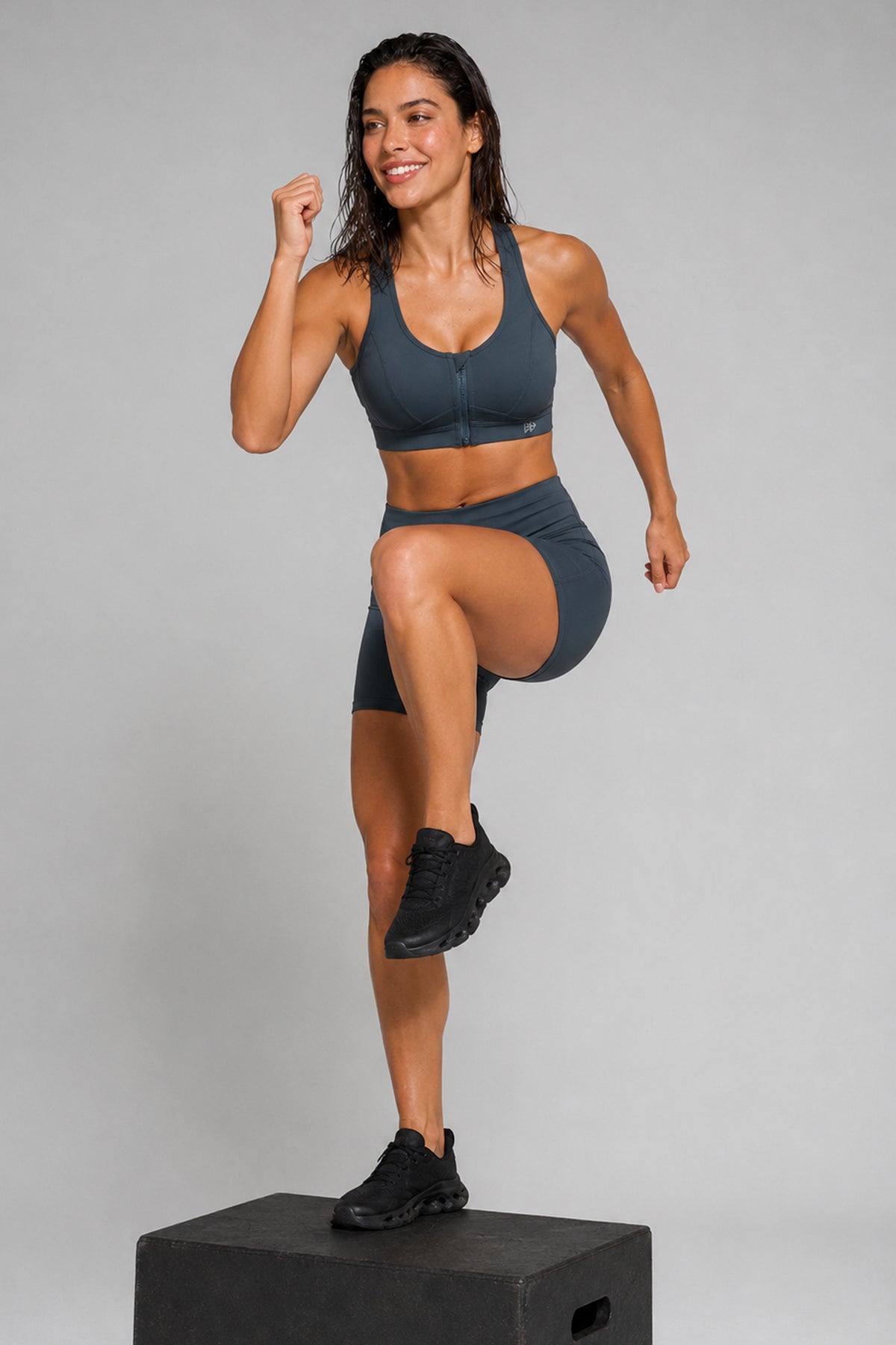Enfold Zip Front Mesh Racerback Vadderad Löpar-BH | Sport-BH med Högt Stöd för Damer