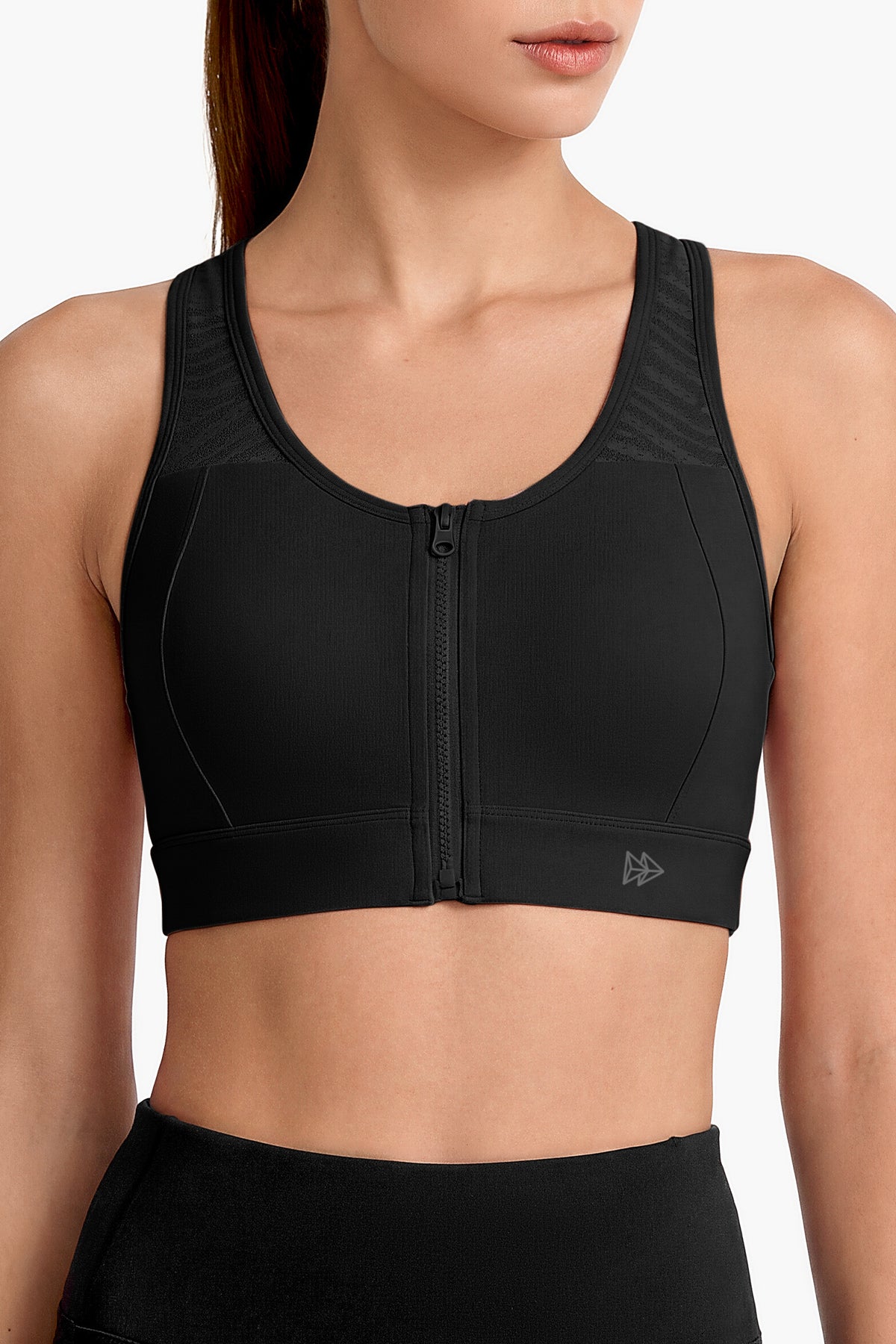 Power™ Breathable Zip Front Fixed Cups High Impact Bra | Women's High Support Sports Bra