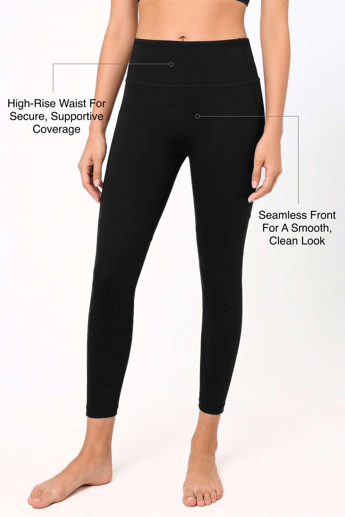 Power™ High Rise Mesh No Front Seam Pockets Curve Sports Leggings | Butt-Lifting Support for Running, Yoga & HIIT
