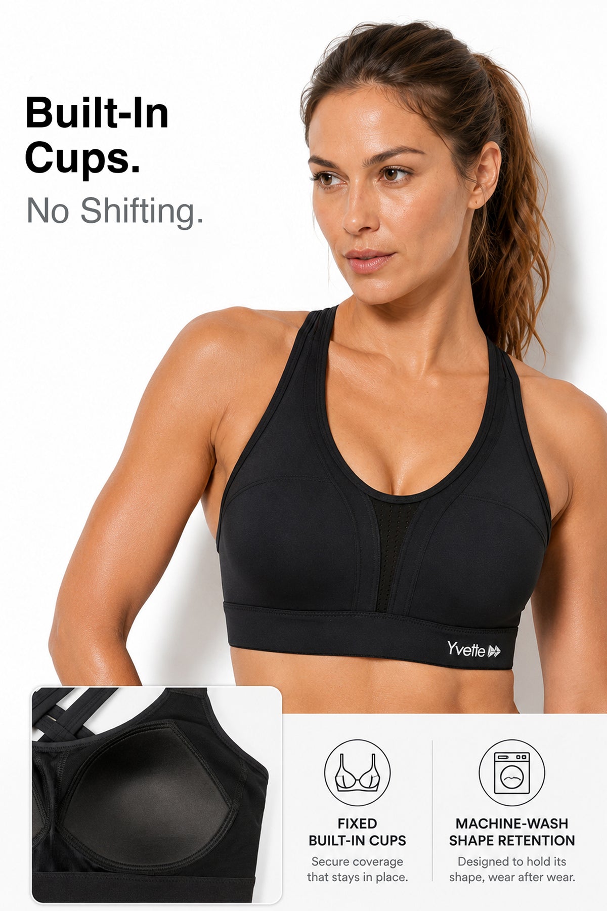 Reggiseno da corsa imbottito Power Cross Back | Reggiseno sportivo ad alto sostegno da donna
