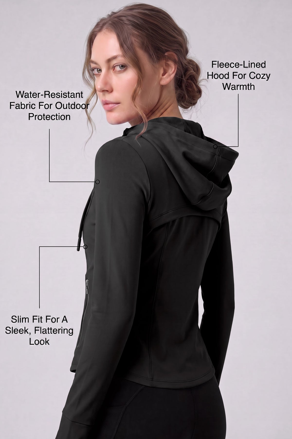 Chaqueta de forro polar elástico impermeable con cremallera completa Shift | Chaqueta deportiva para mujer