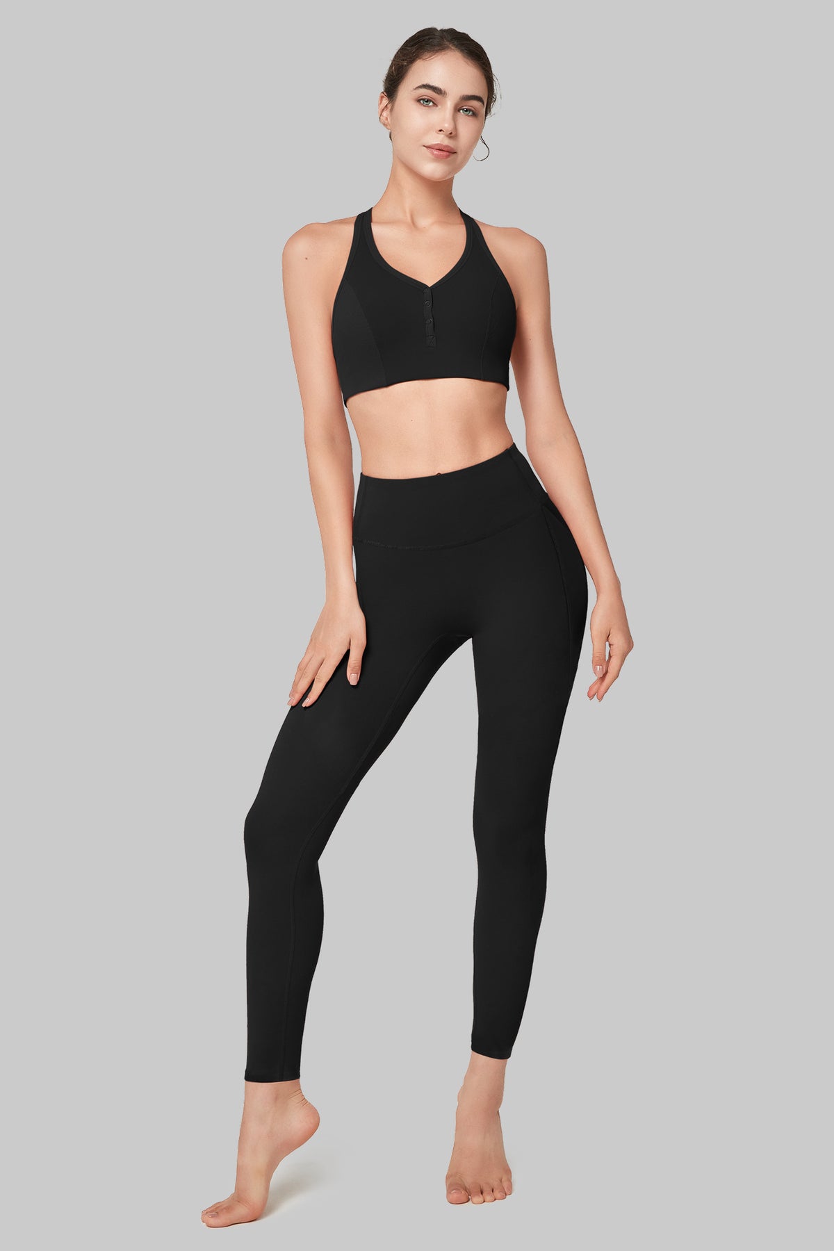 Enfold löparleggings med hög midja och rumplyftande löparstil, 61 cm | Damleggings med högt stöd