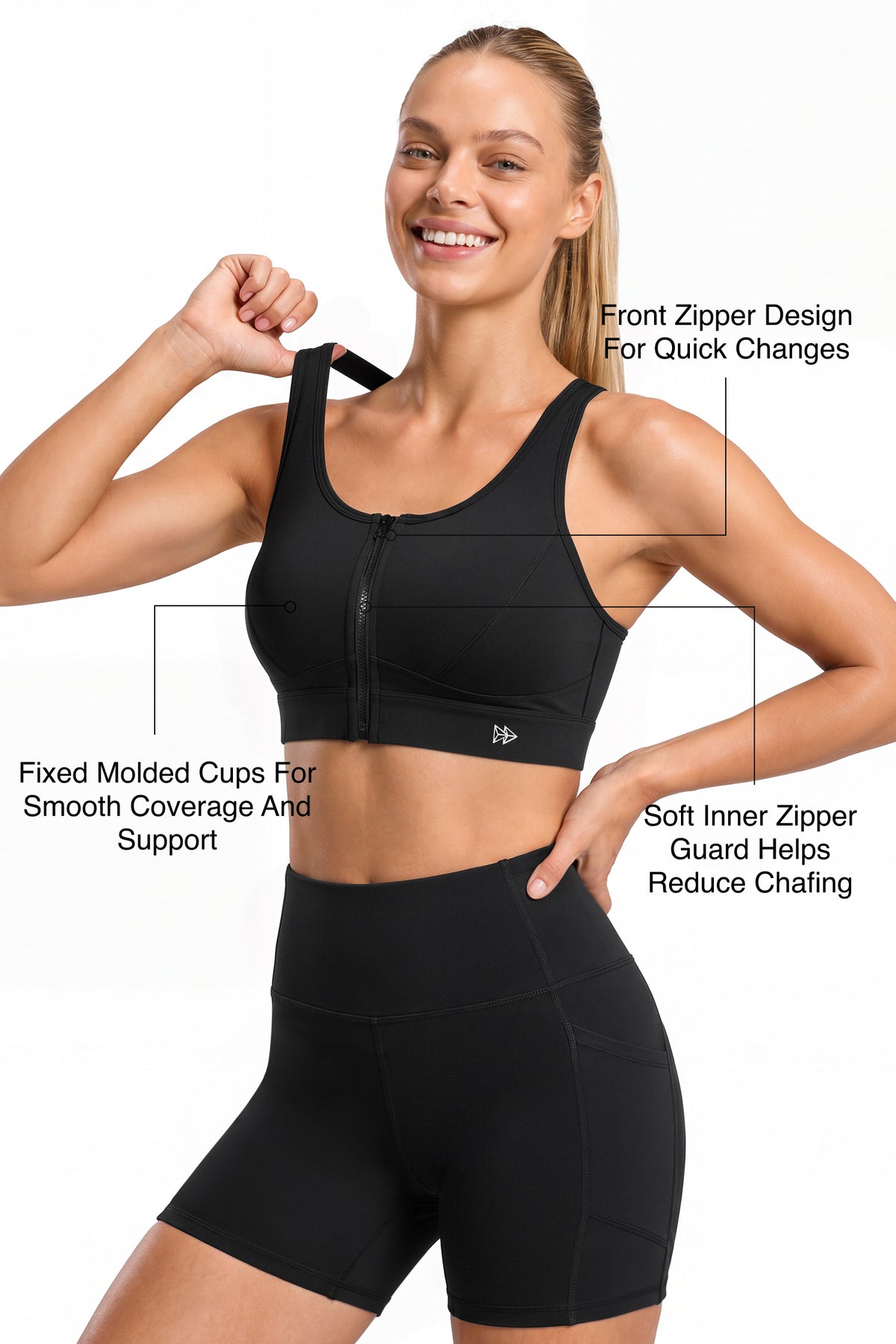 Power™ Zip Front Air Flow Back Full Coverage High Support Sports Bra | Women's High Support Sports Bra