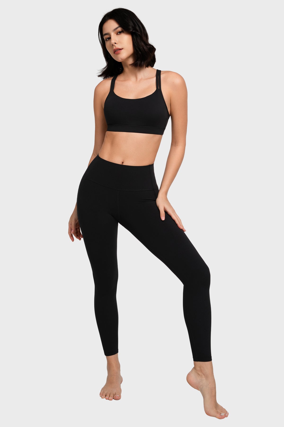 Gepolsterter Yoga-BH mit Shift-U-Ausschnitt und doppelten Trägern | Leicht stützender Sport-BH für Damen