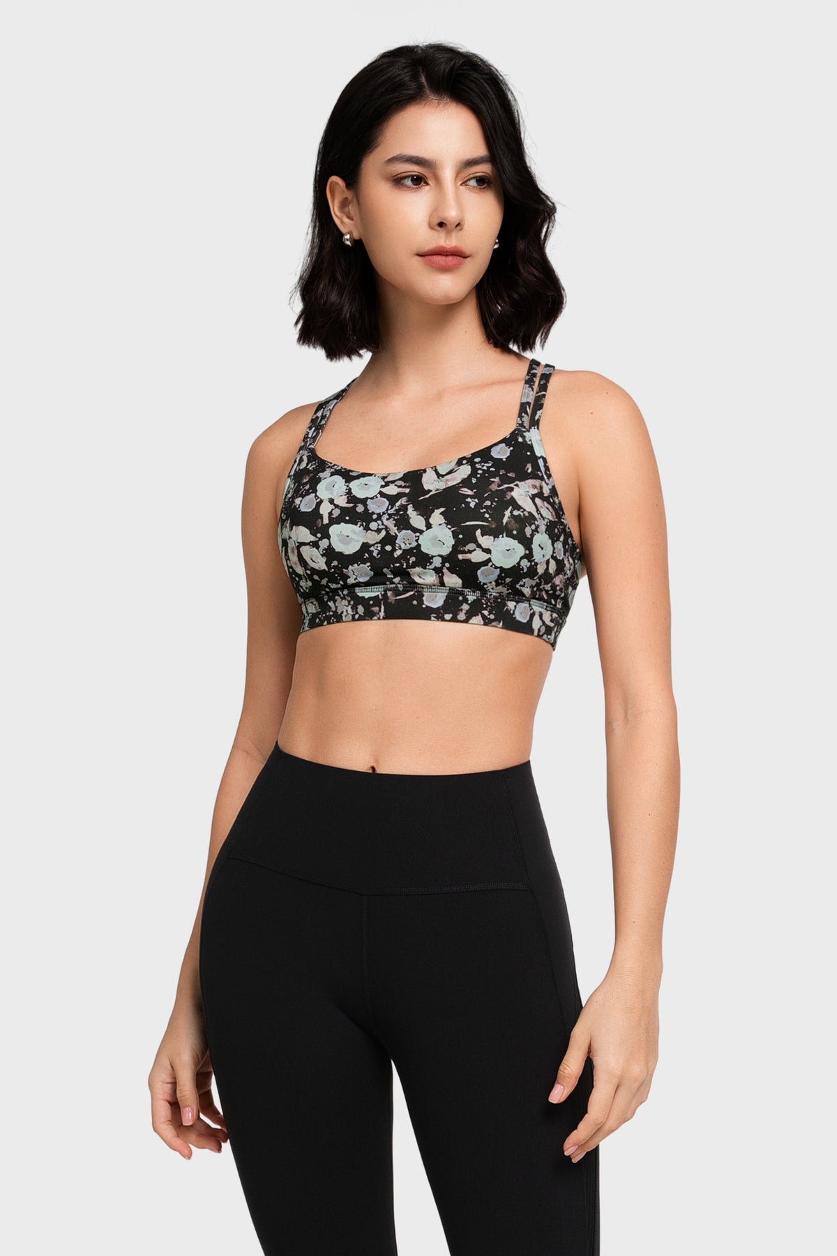Reggiseno yoga imbottito con scollo a barchetta e doppie spalline | Reggiseno sportivo con supporto leggero da donna