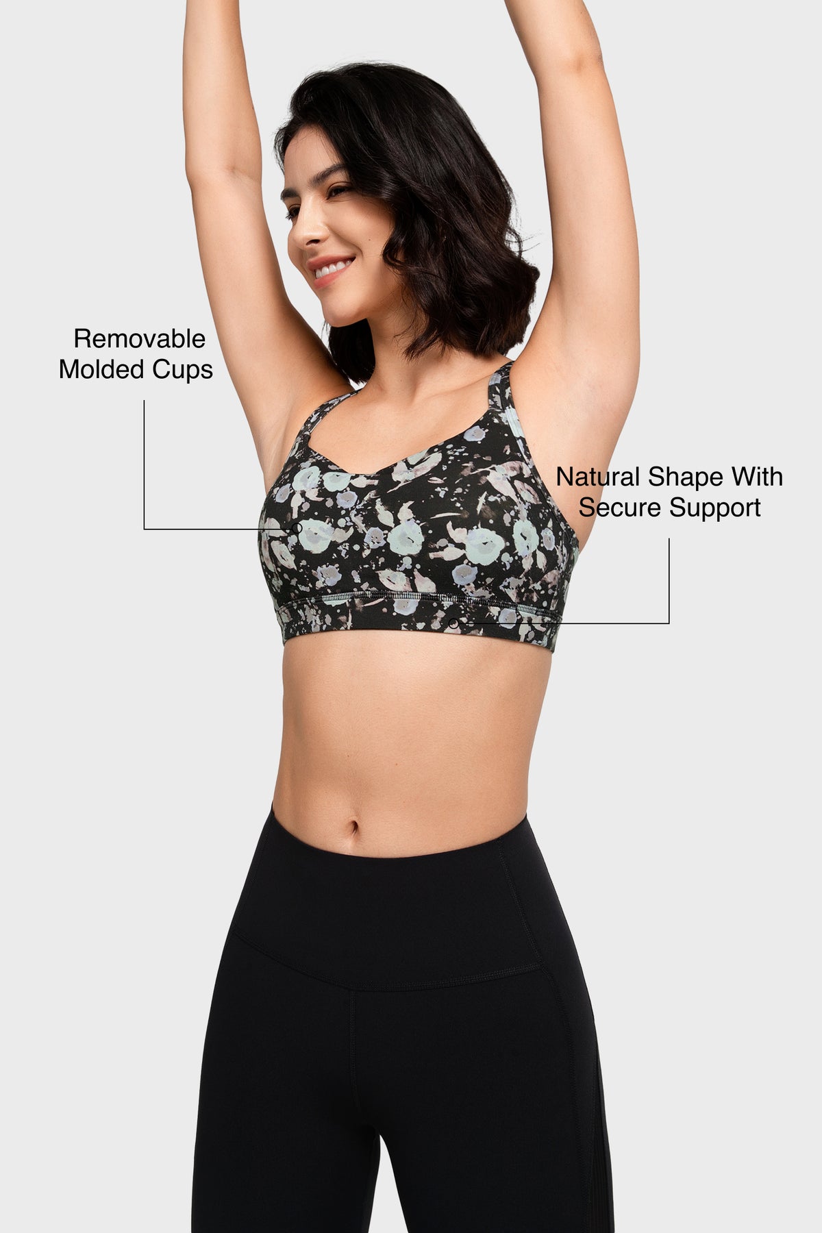 Reggiseno yoga imbottito con scollo a barchetta e doppie spalline | Reggiseno sportivo con supporto leggero da donna