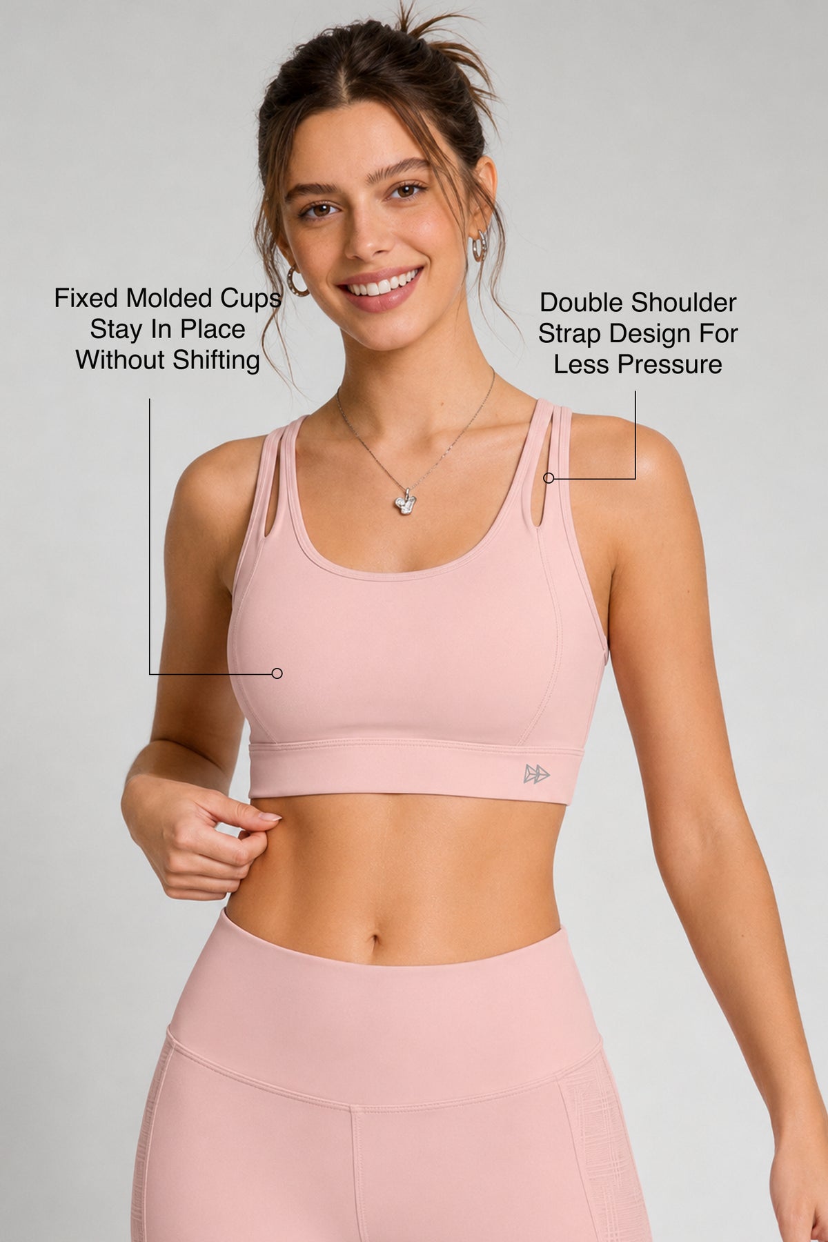 Shift™ Double-Strap With Less Pressure Full Coverage Mesh Back Sports Bra | Women's Light Support Sports Bra Best For Yoga, HIIT