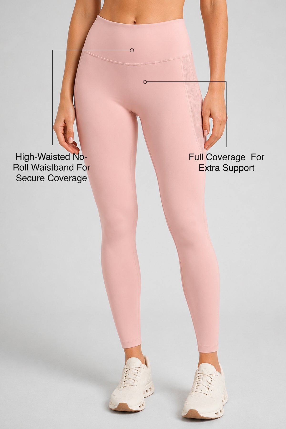 Power™ High Rise No Front Seam Breathable Mesh Running Leggings 25 Inches | Women's High Support Leggings
