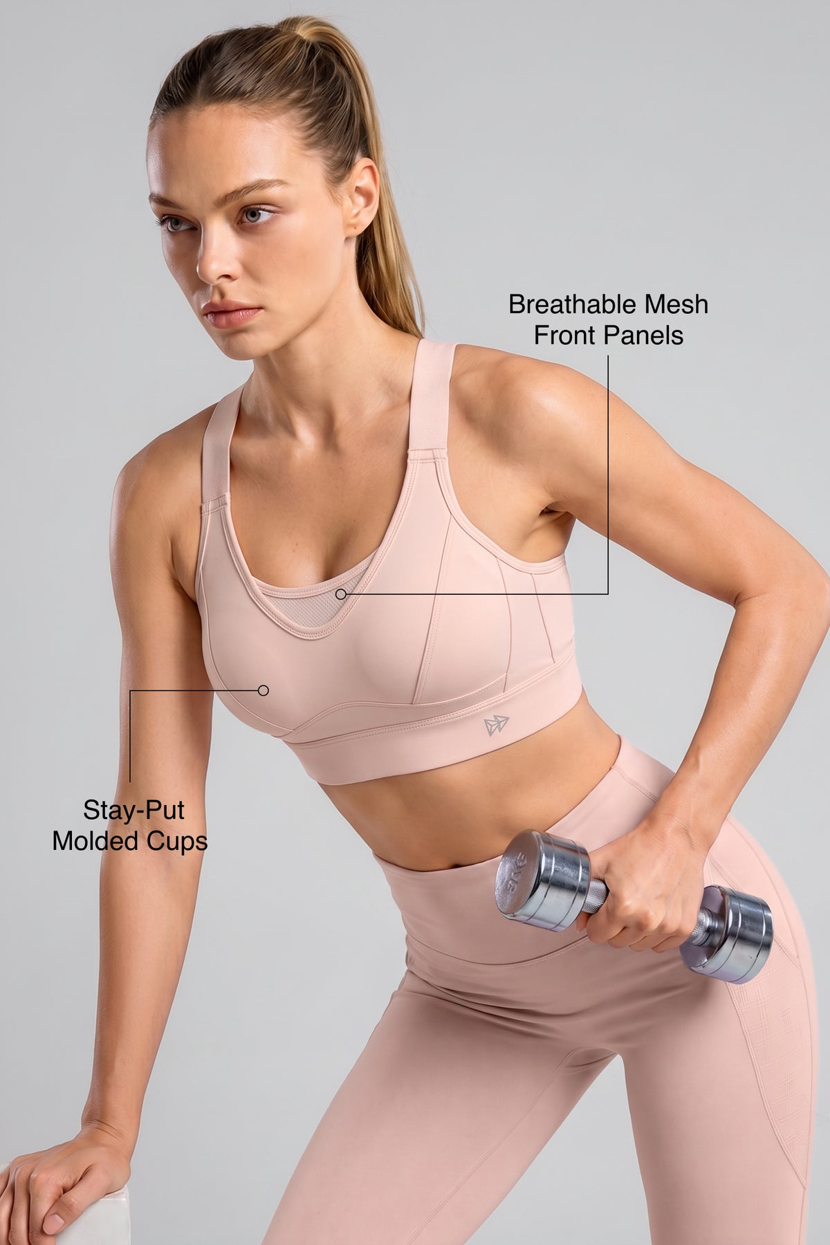 Echo™ Crisscross Adjustable-Strap Sports Bra with Mesh | Sustainable Bounce Control for Running, HIIT & Training