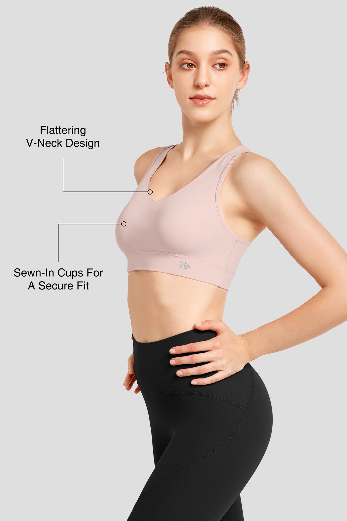 Anywhere™ V-Neck Wide Underband Sewn-In Pads Daily Bra | Women's Light Support Sports Bra