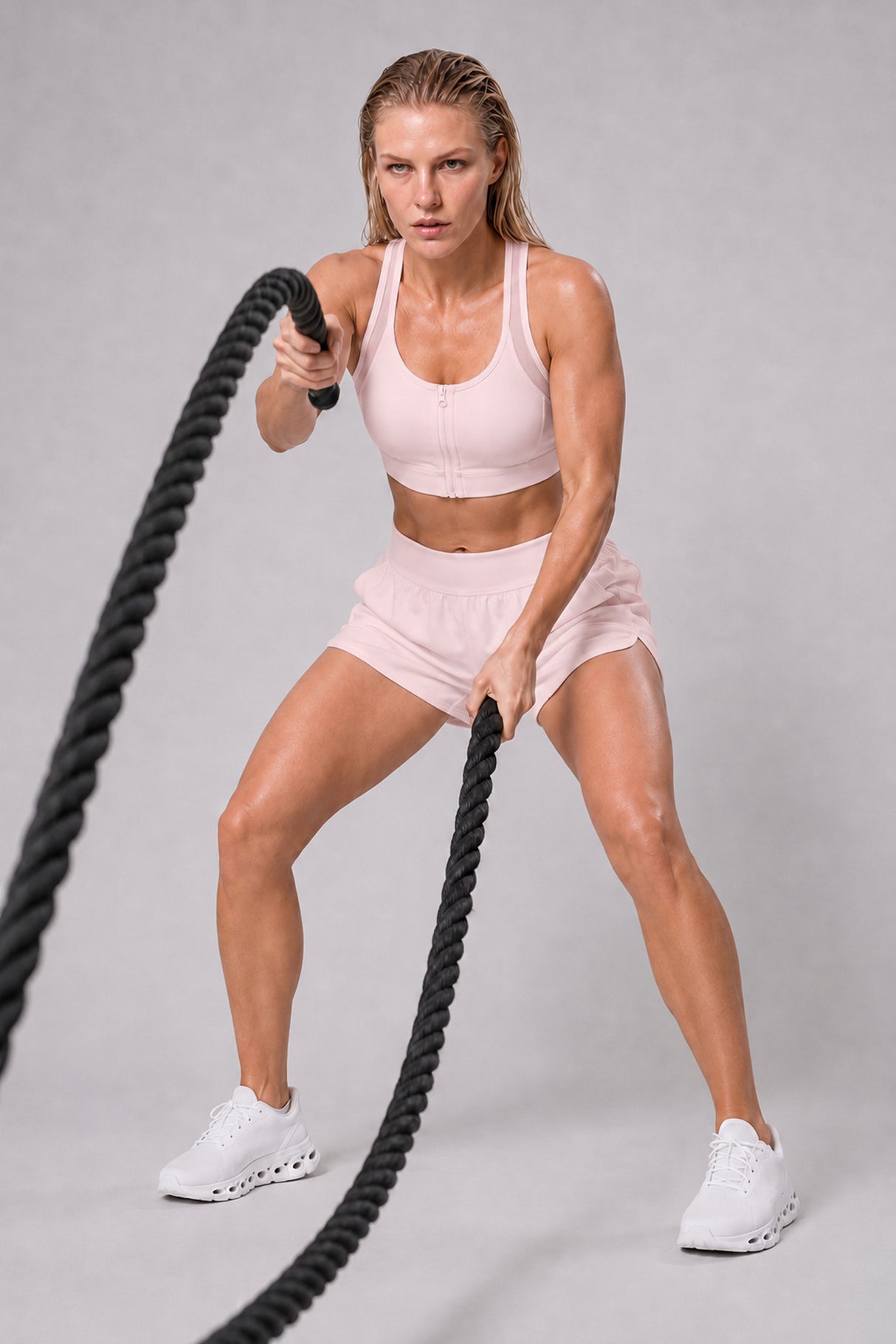 Power™ Zip-Front Mesh T-Back Sports Bra | High-Impact Support for Running & HIIT