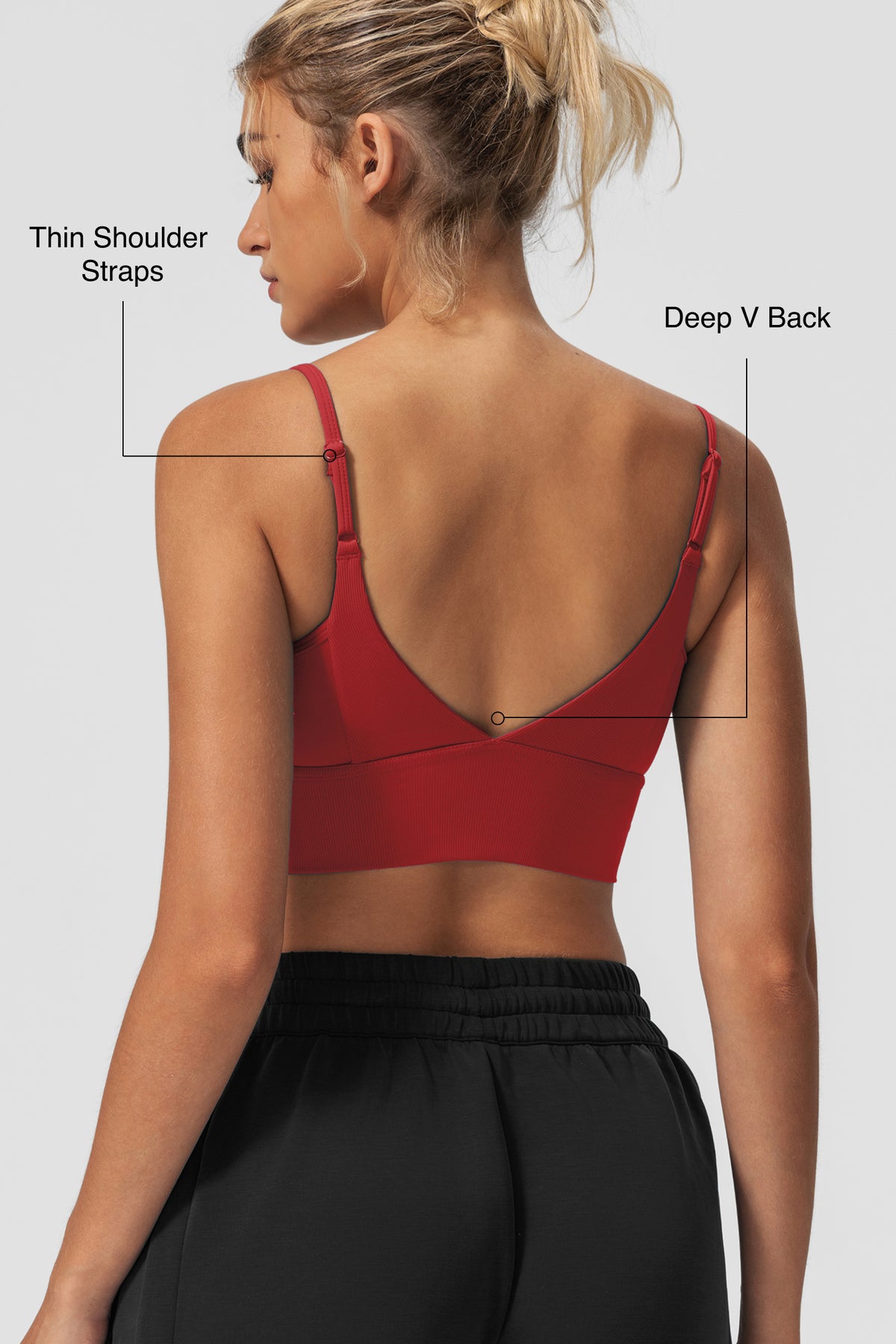 Reggiseno yoga imbottito a coste con scollo a V Echo | Reggiseno sportivo leggero da donna