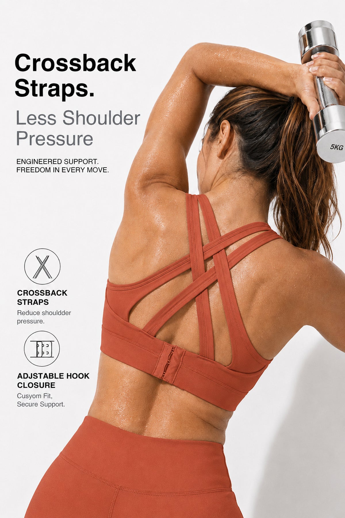 Power™ Cross Back Padded Running Bra | Women's High Support Sports Bra