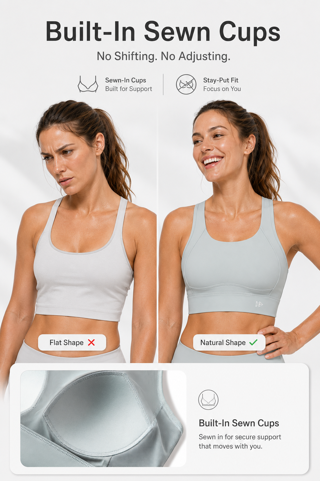 Echo™ Natural Shine Sporty Open-back Running Bra | Women's High Support Sports Bra