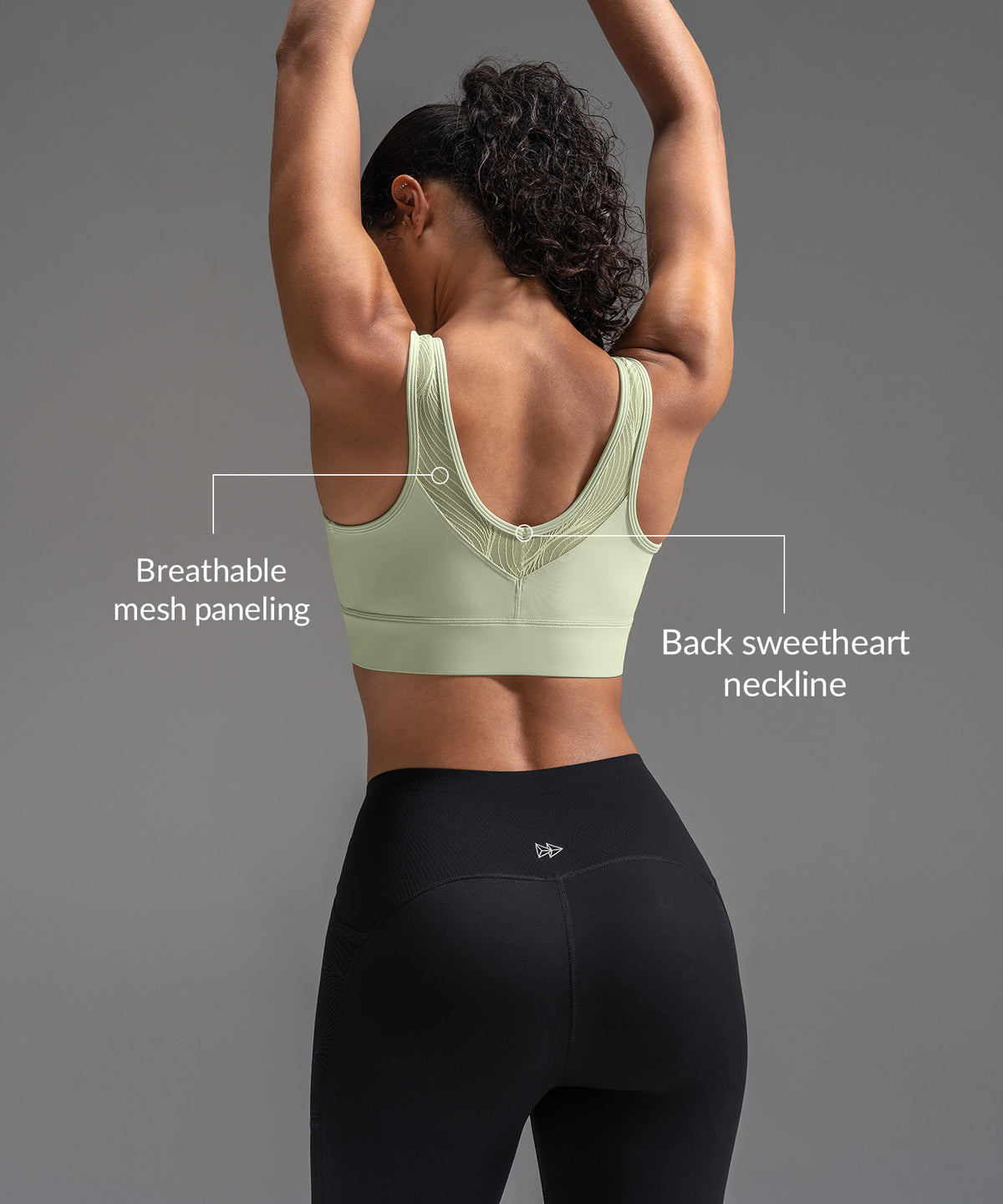 Power Mesh Sweetheart Neck Back Sport-bh | Sport-bh med högt stöd för kvinnor