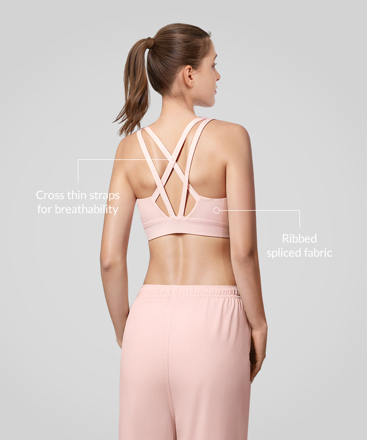 Shift Cross Dünner Gerippter Yoga-BH | Leicht stützender Sport-BH für Damen