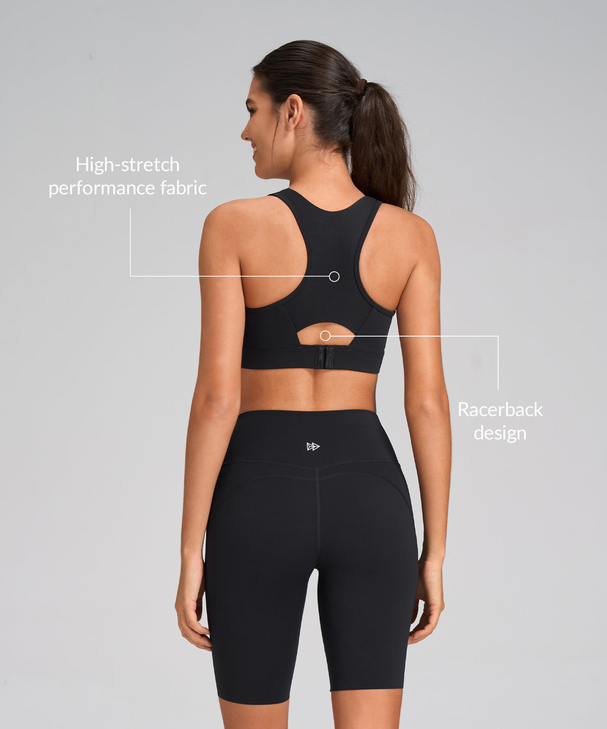 Enfold™ Round Neck Front Mesh Sports Bra | Women's High Support Sports Bra