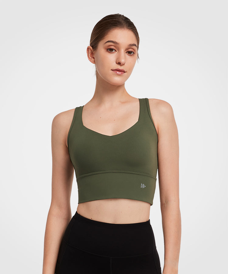 Shift™ Scoop Neckline Longline Mesh Padded Yoga Bra | Women's Light Support Sports Bra