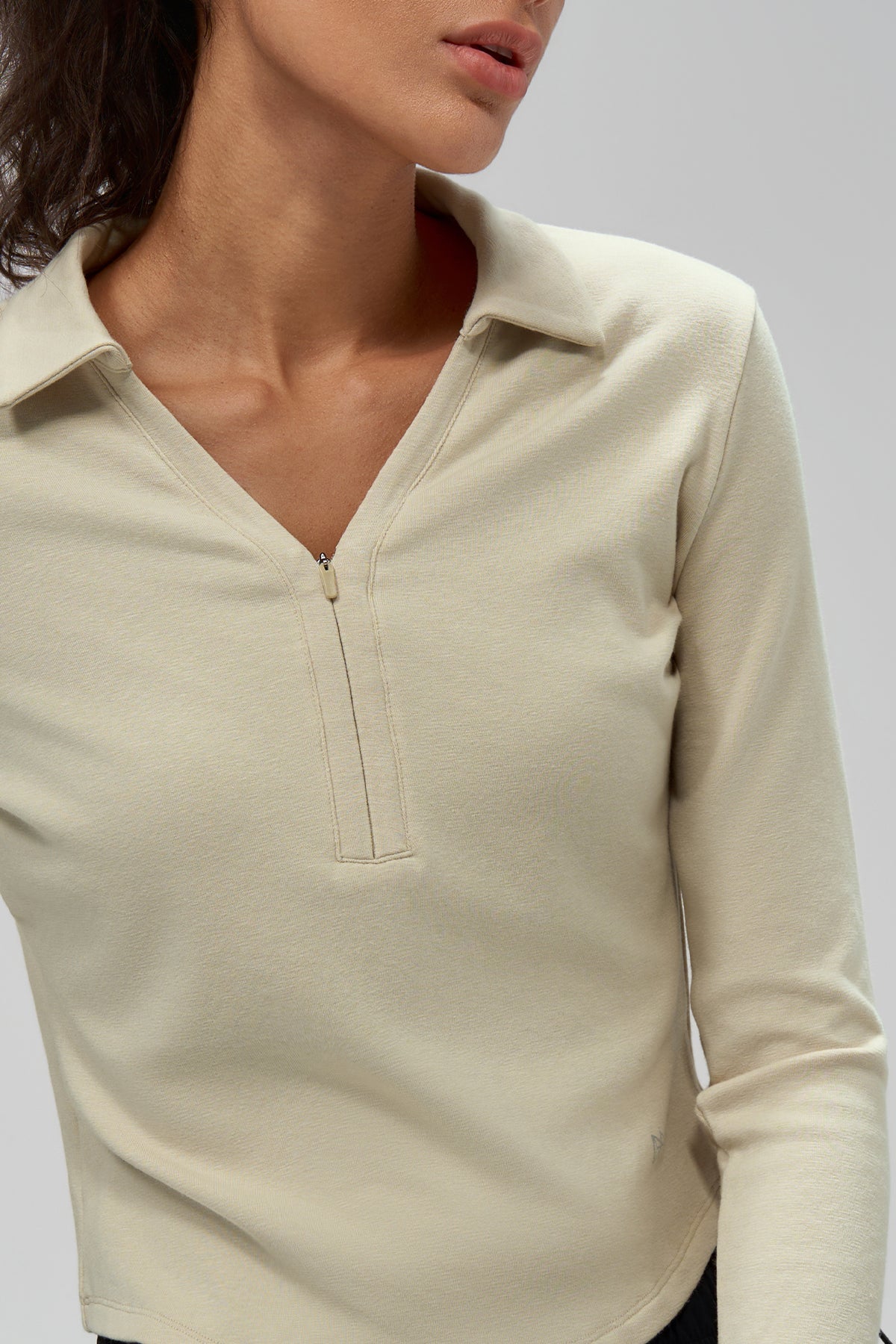 Anywhere™ Brushed Half-Zip Long Sleeve Crop Top | Women's Long Sleeve T-shirt