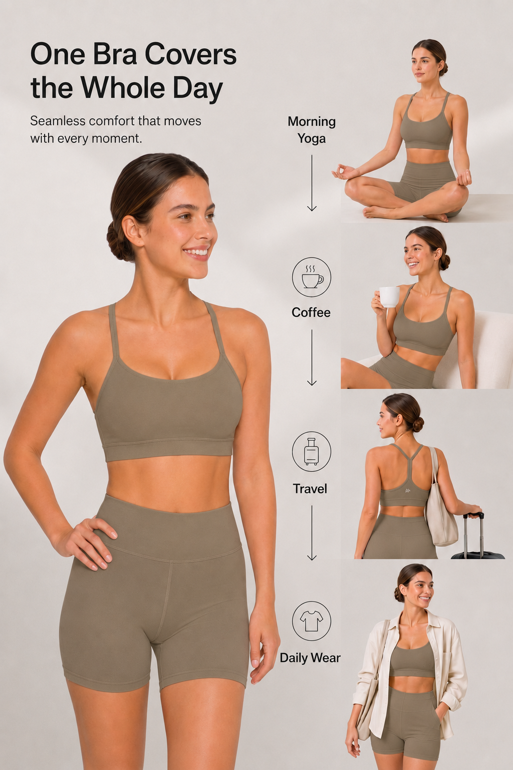 Anywhere Yoga-BH mit U-Ausschnitt und Riemchenpolster | Sport-BH mit leichter Unterstützung für Damen