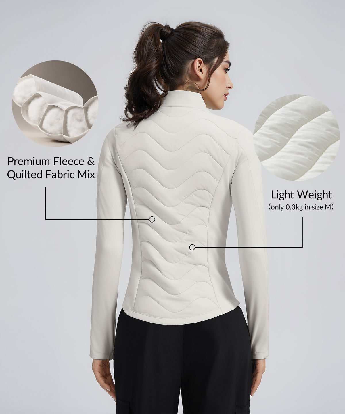 Anywhere Leichte Fleece-Steppjacke mit Reißverschluss | Damenjacken