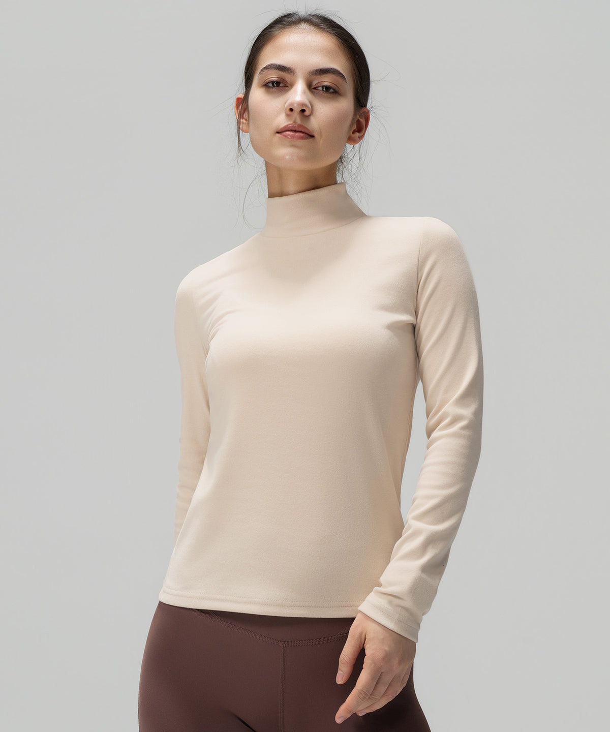 Anywhere™ Cozy Stretch Mock Neck Long Sleeve Tee | Women's Long Sleeve T-shirt