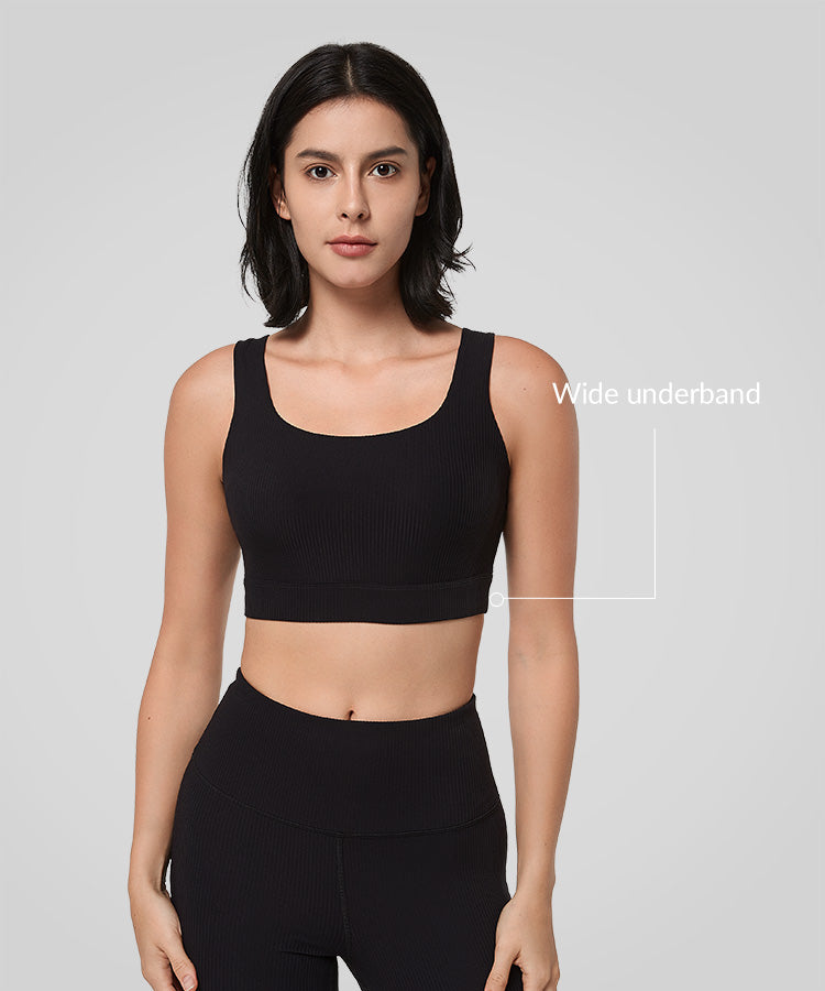 Shift™ Ribbed Deep U Back Padded Yoga Bra | Women's Light Support Sports Bra