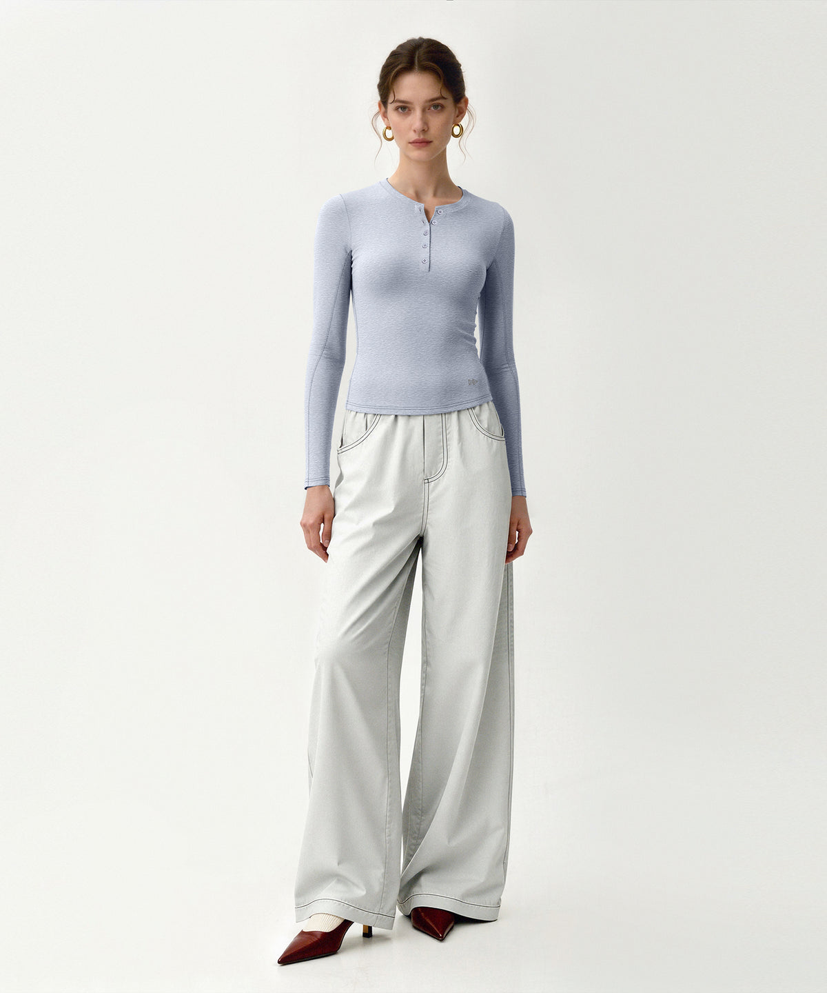 Lässiges Langarmhemd mit halber Knopfleiste für jeden Anlass | Damen-Langarmshirt