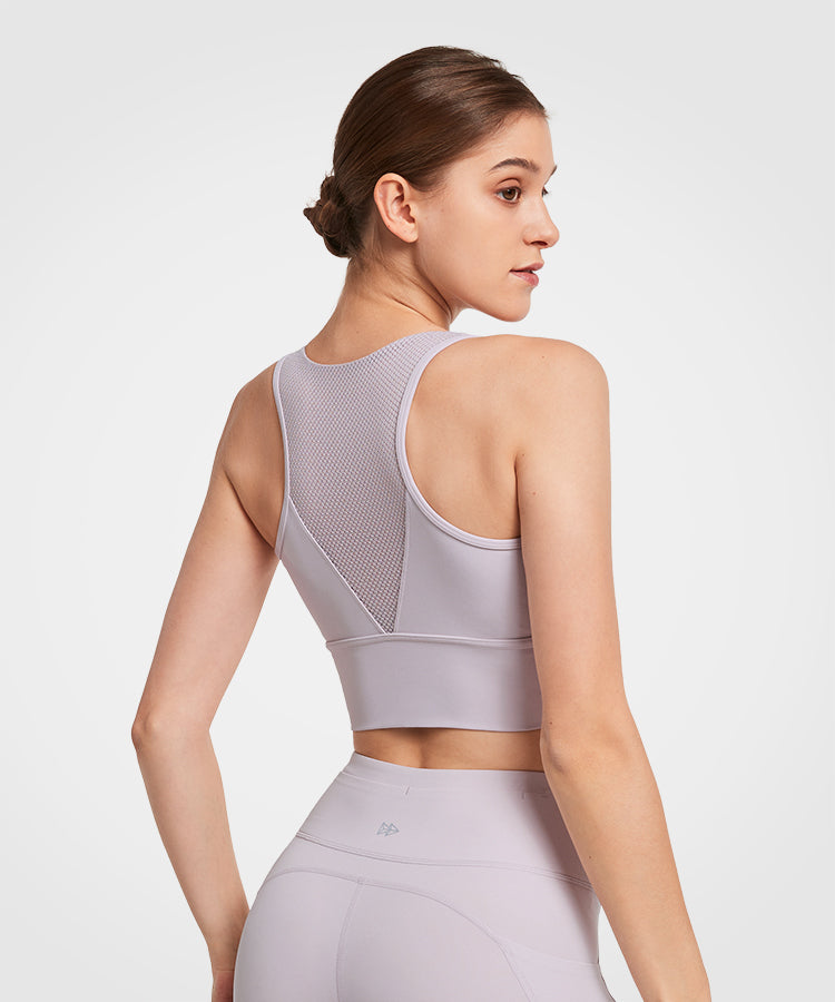 Shift™ Scoop Neckline Longline Mesh Padded Yoga Bra | Women's Light Support Sports Bra