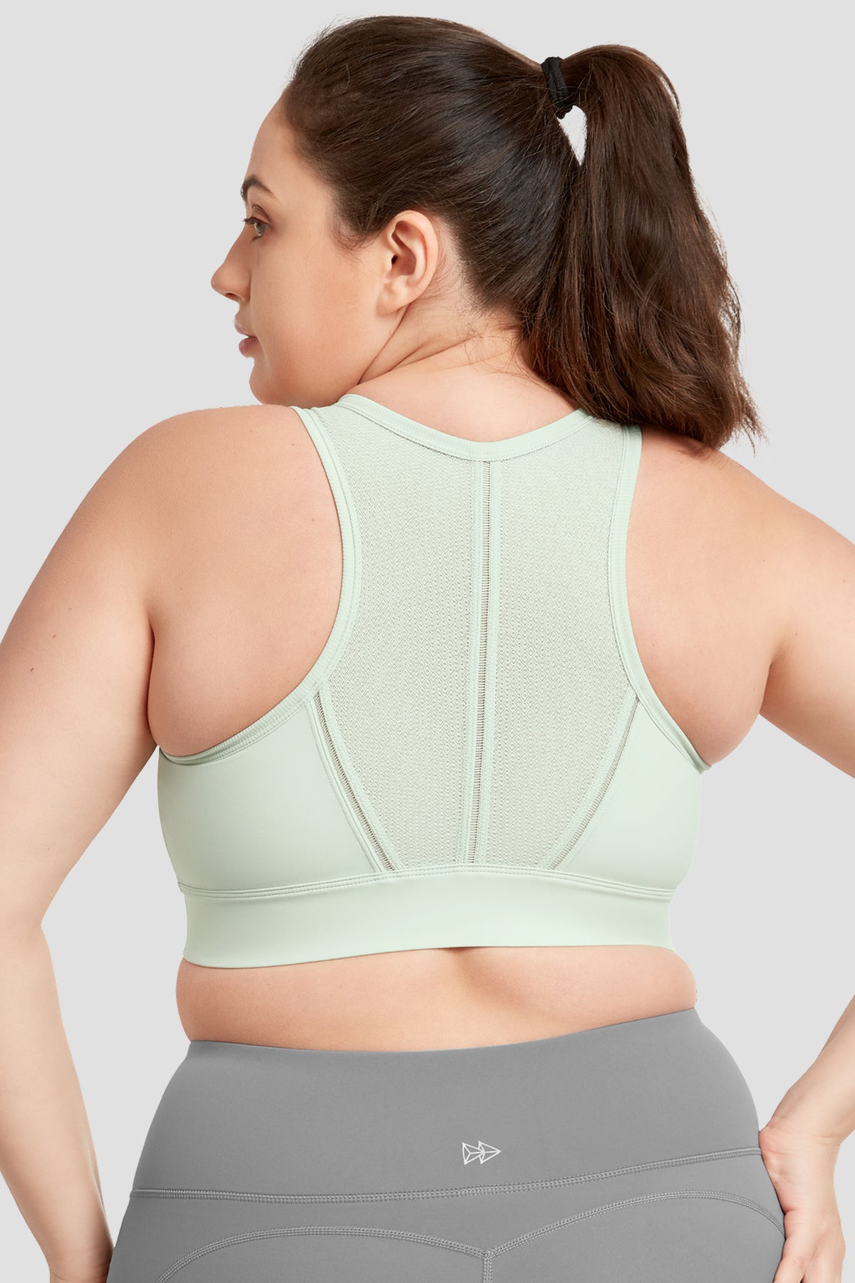 Echo Jacquard Perforerad Dragkedja Fram Vadderad Löpar-BH | Sport-BH med Högt Stöd för Damer