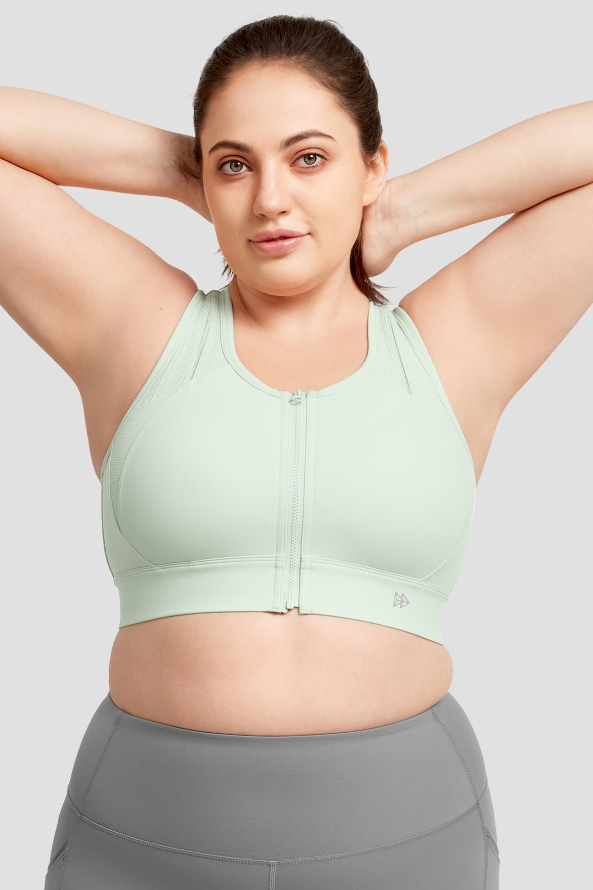 Echo Jacquard Perforerad Dragkedja Fram Vadderad Löpar-BH | Sport-BH med Högt Stöd för Damer