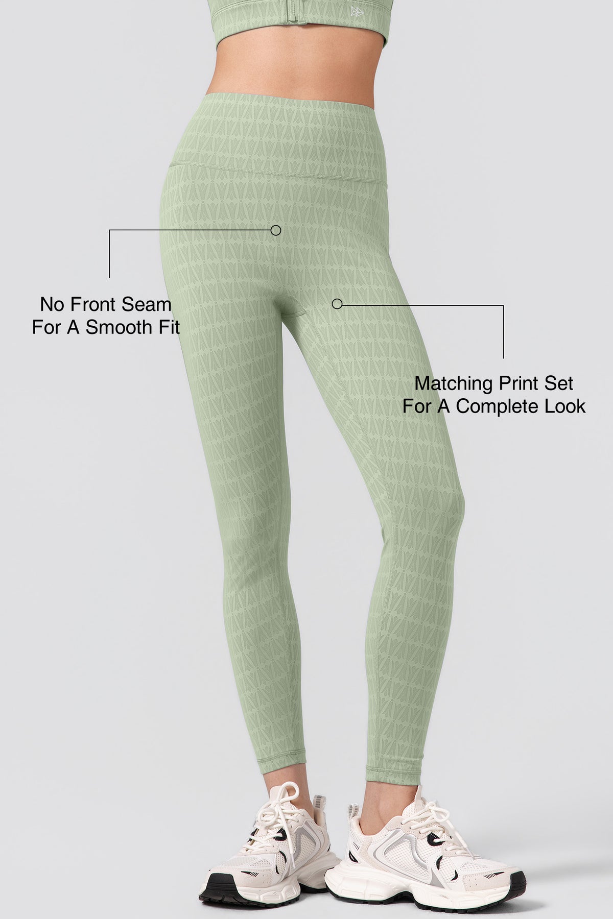 Power™ Jacquard Pattern No Front Seam High-Rise Running Leggings 25inches | Women's High Support Leggings