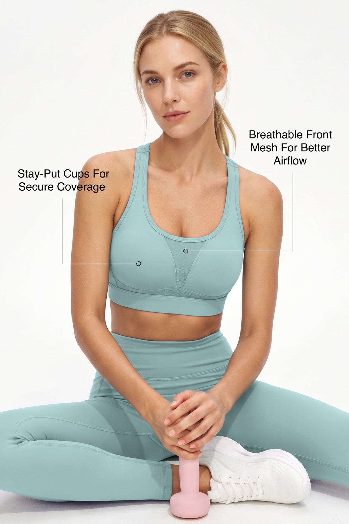 Power™ Adjustable Crisscross Straps With Mesh Sports Bra | High Support for Running, HIIT & Training