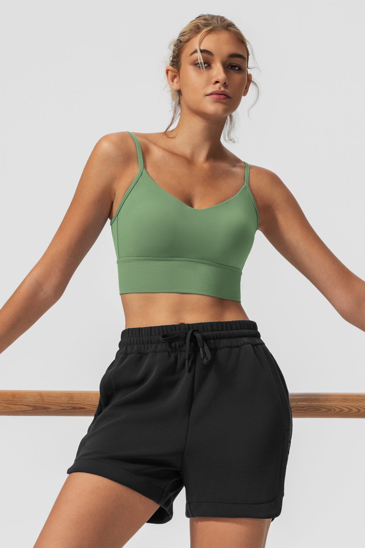 Echo™ V-Neck Ribbed Padded Yoga Bra | Women's Light Support Sports Bra
