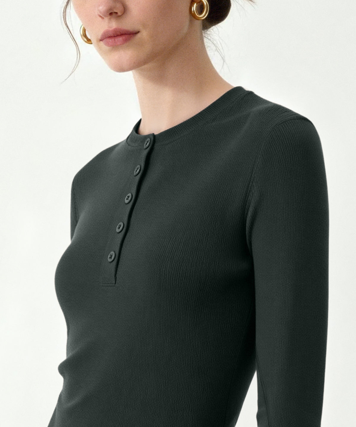 Anywhere™ Casual Half-Button Collar Long Sleeve Shirt | Women's Long Sleeve T-shirt